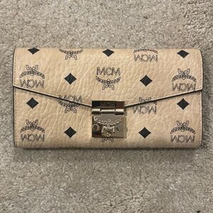 MCM Tan Monogram Clutch